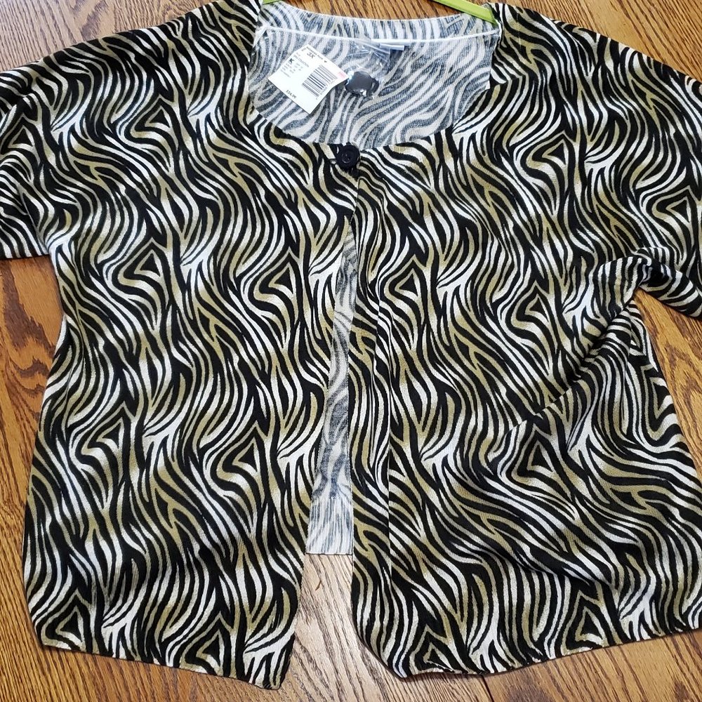 Jaclyn Smith, 3X  Brown Zebra Print Short Sleeve Cardigan